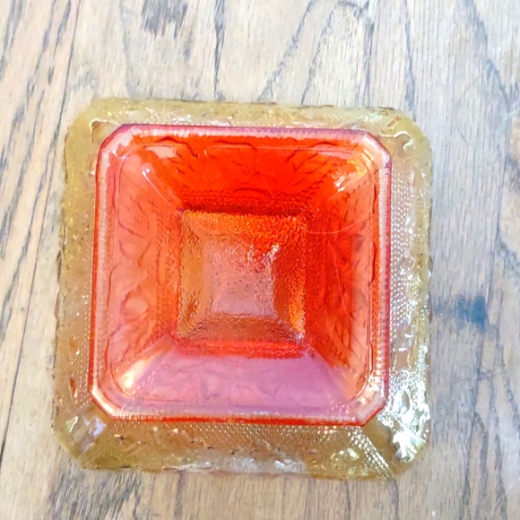 Vintage Jeanette Glass Amber Marigold Oak Leaf and Acorn Candy Dish - Picture 4 of 7